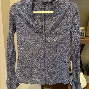 American Eagle Outfitters Navy Floral Button Down Shirt